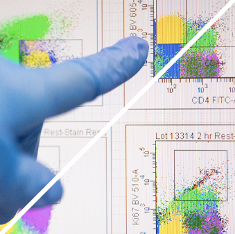 Gloved hand pointing at cell and gene therapy development